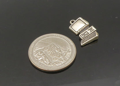 925 Sterling Silver  Vintage Desk Top Computer Petite Pendant  PT17974