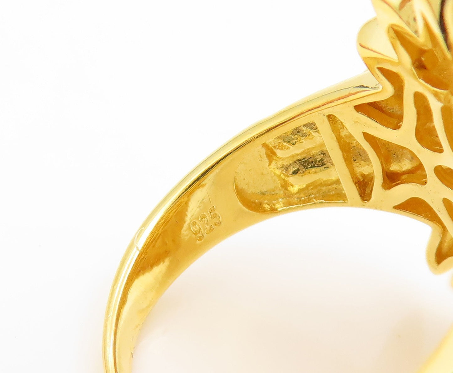 925 Sterling Silver Vintage Ring Gold Plated Native Chief  Sz 8.5  RG35291