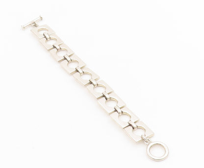 925 Sterling Silver Vintage Bracelet MEXICO Interlocking Open Squares BT11521