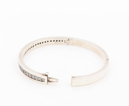 925 Sterling Silver Vintage Bracelet Minimalist Topaz Inlay Bangle  BT10811