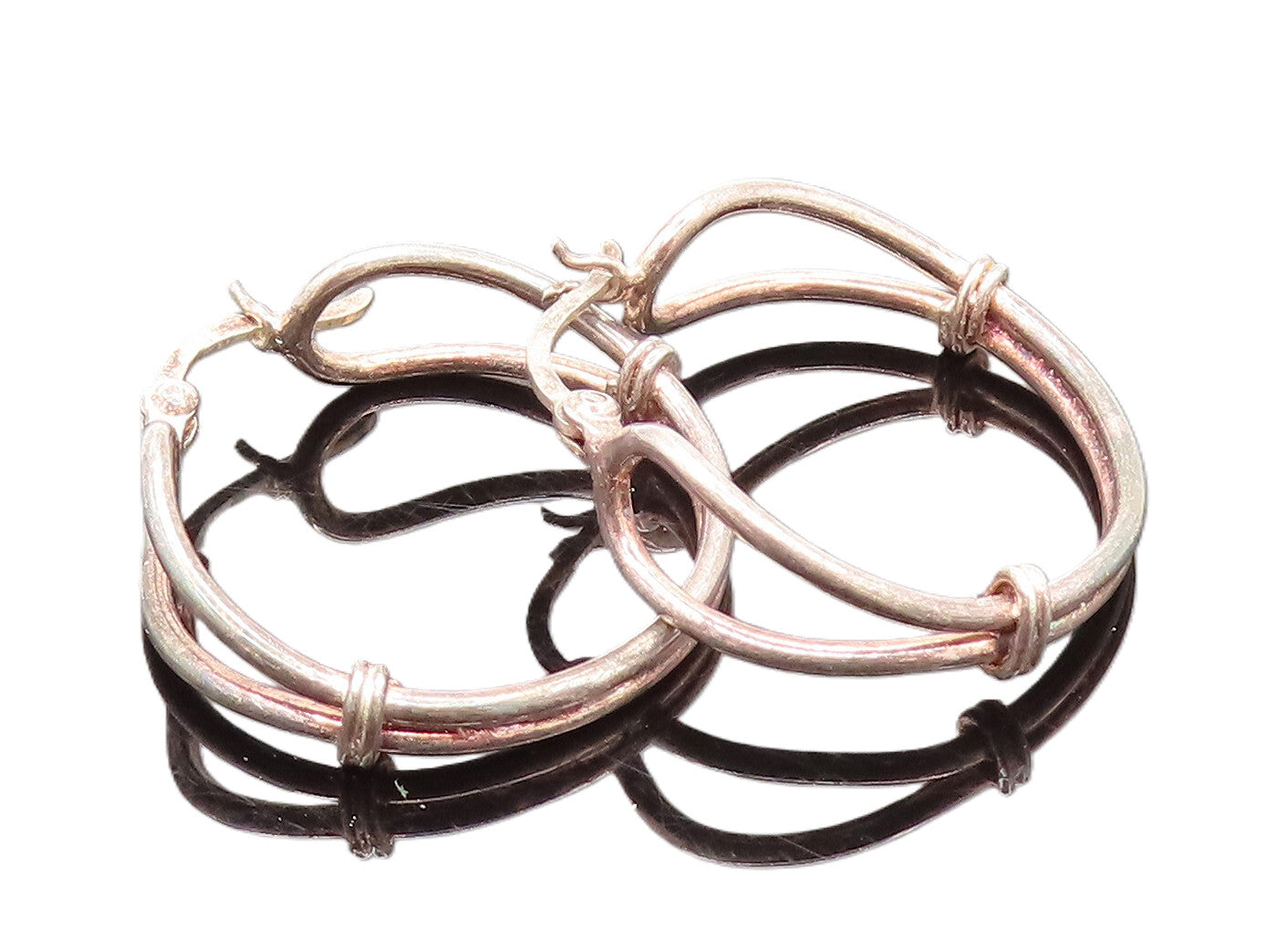 925 Sterling Silver  Vintage Tied Open Loop Fashion Hoop Earrings  EG12313