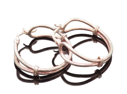 925 Sterling Silver  Vintage Tied Open Loop Fashion Hoop Earrings  EG12313