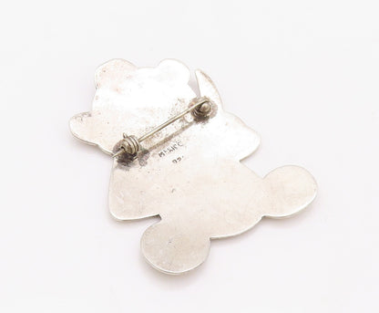 925 Sterling Silver Vintage Brooch Pin MEXICO Solid Etched Teddy Bear  BP11172