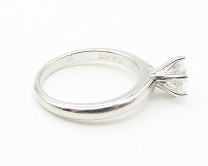 925 Sterling Silver  Prong Set Cubic Zirconia Solitaire Ring Sz 5  RG11344