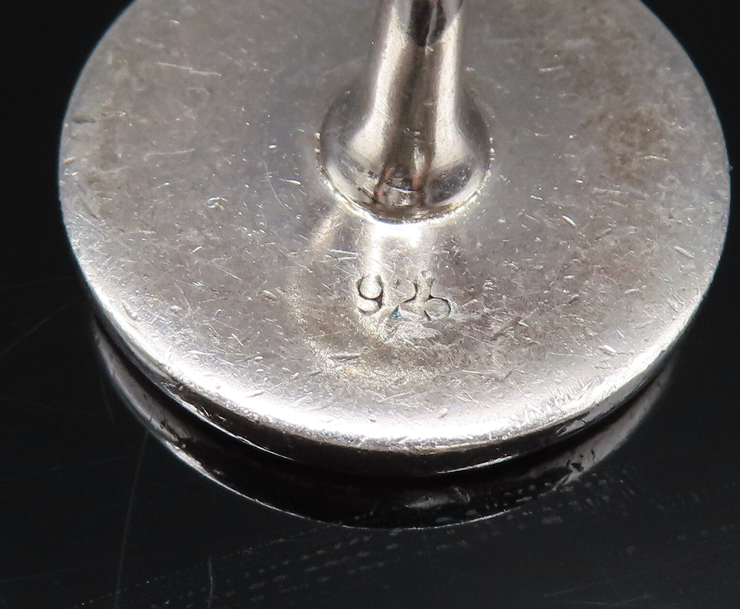 925 Sterling Silver  Vintage White Enamel Etched Lines Cuff Links  TR3422