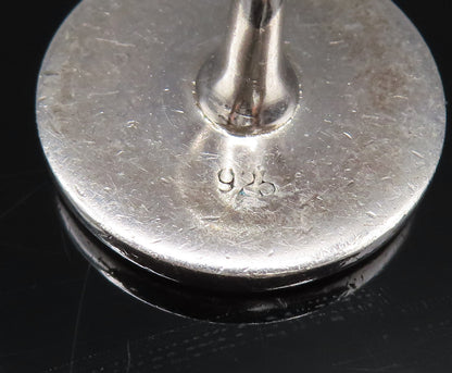 925 Sterling Silver  Vintage White Enamel Etched Lines Cuff Links  TR3422