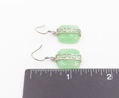 925 Sterling Silver Vintage Earrings Modernist Jade Geometric Dangles  EG14427