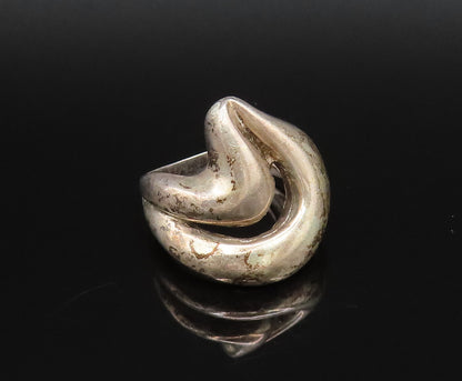 925 Silver  Vintage Modernist Openwork Pointed Swirl Ring Sz 6.5  RG25732