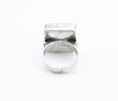 925 Sterling Silver  Vintage Grey Jasper Square Cocktail Ring Sz 5.5  RG6528