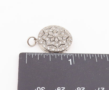 925 Sterling Silver Vintage Pendant Topaz Floral Mandala Charm OPENS  PT26363