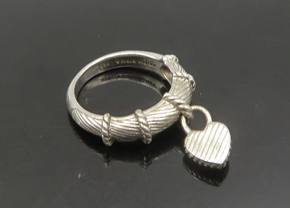 JUDITH RIPKA 925 Silver  Vintage Topaz Love Heart Charm Band Ring Sz 8 RG23529