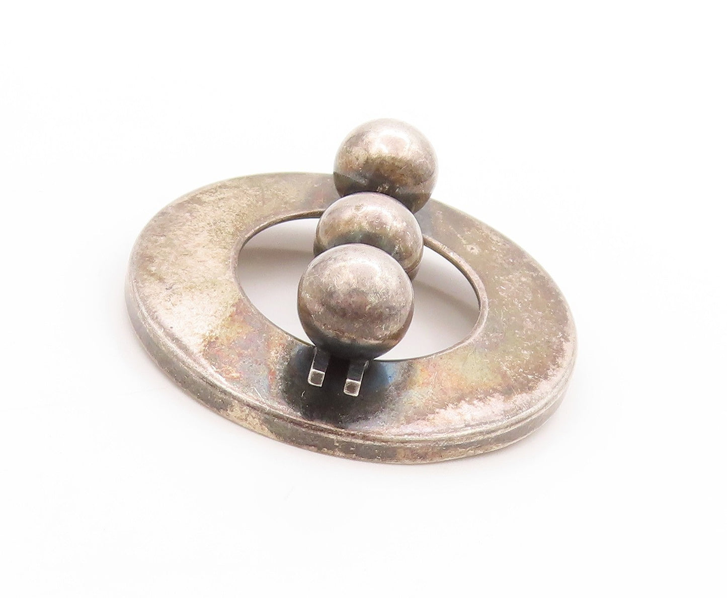 925 Sterling Silver Vintage Brooch FINLAND Modernist Geometric Spheres  BP11911