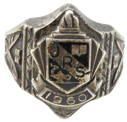 925 Sterling Silver  Vintage Antique Enamel JRS 1960 Band Ring Sz 6  RG12446