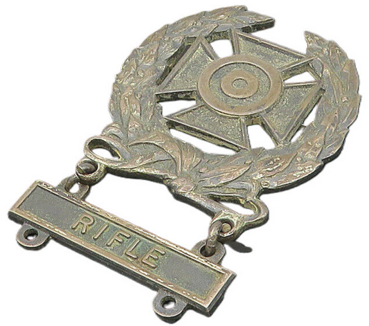 925 Sterling Silver  Vintage Oxidized Rifle Association Brooch Pin  BP4205