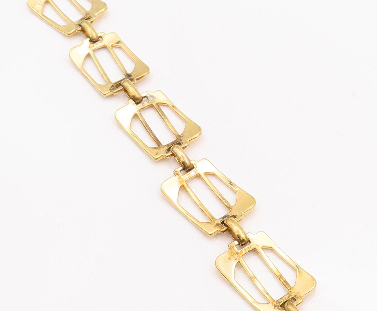 925 Sterling Silver Vintage Bracelet Gold Plated Cutout Designer   BT10645