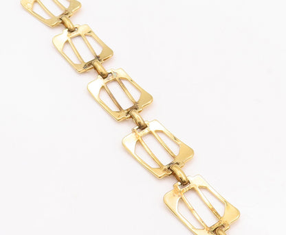 925 Sterling Silver Vintage Bracelet Gold Plated Cutout Designer   BT10645