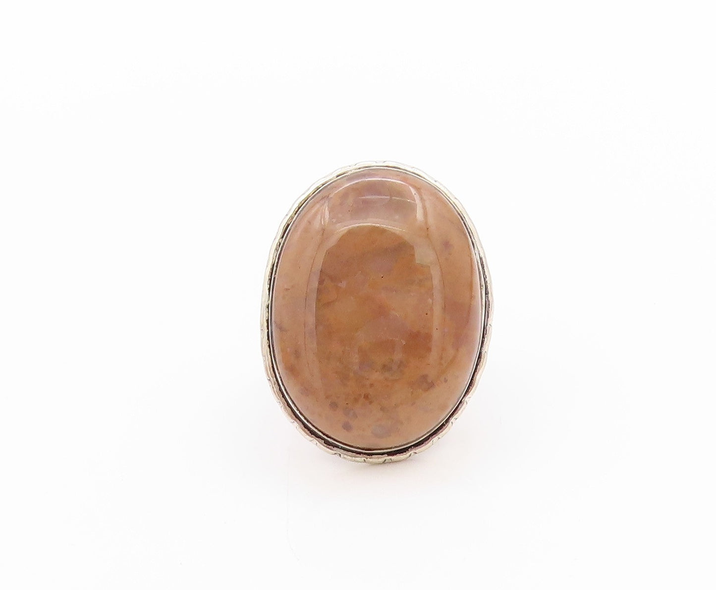 925 Sterling Silver Vintage Ring Large Cabochon Oval Gemstone  Sz 7  RG33320
