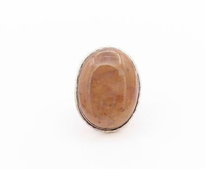 925 Sterling Silver Vintage Ring Large Cabochon Oval Gemstone  Sz 7  RG33320