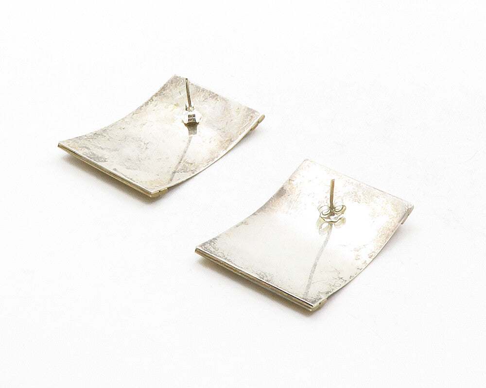 925 Sterling Silver & 14K GOLD  Vintage Two Tone Square Drop Earrings  EG6591