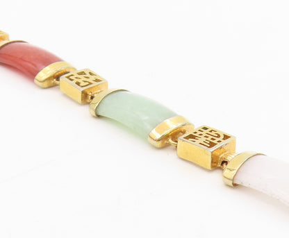 925 Sterling Silver Vintage Bracelet Gold Plated Gemstone Chinese Signs  BT11530