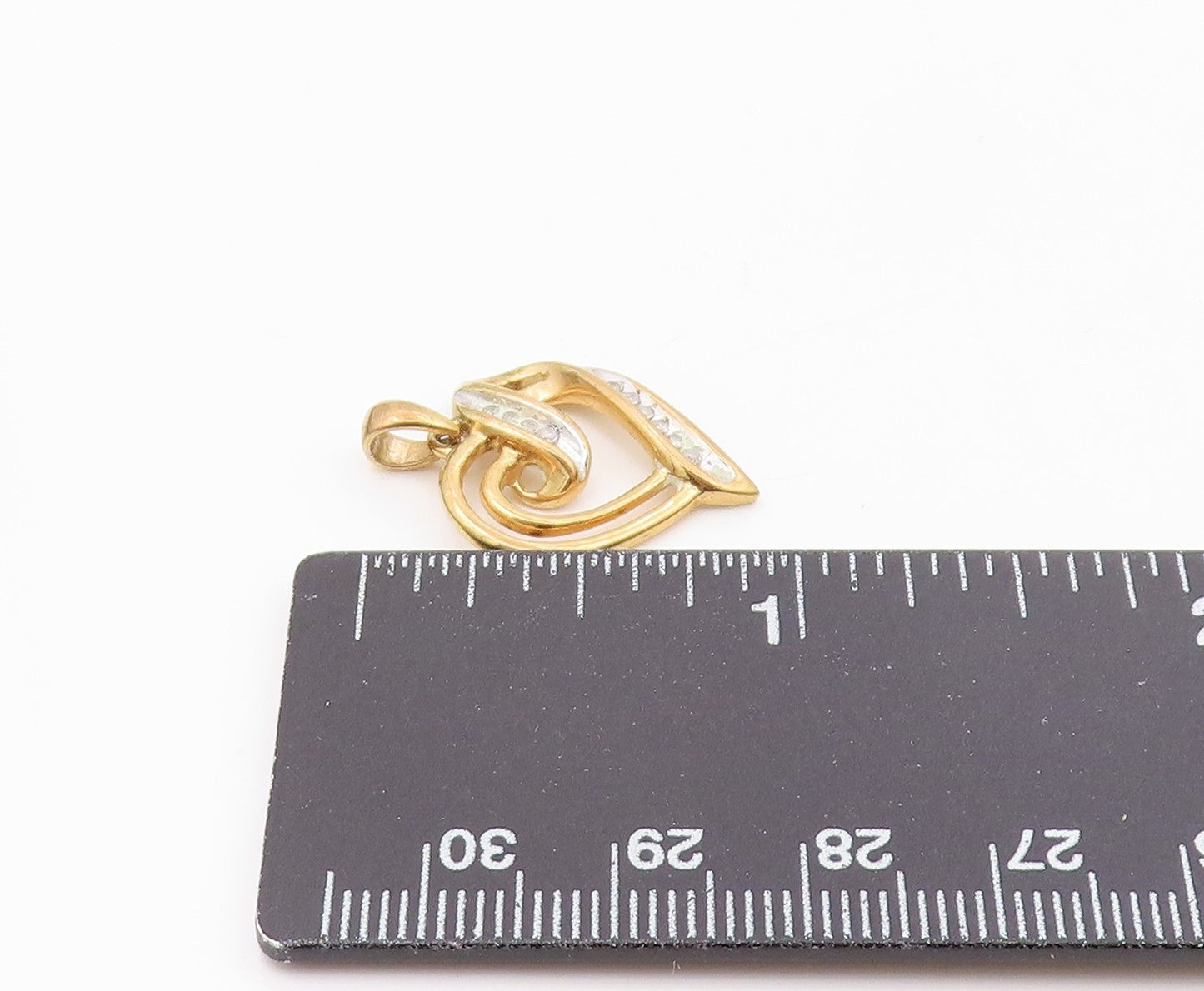 925 Sterling Silver  Genuine Diamonds Gold Plated Love Heart Pendant  PT12025