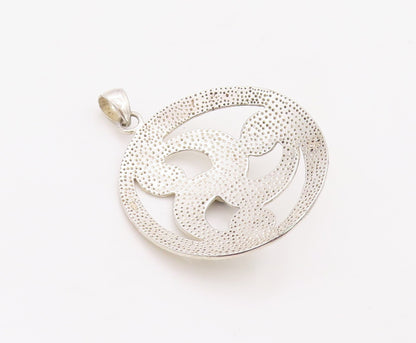 925 Sterling Silver Vintage Pendant Cutout Gemstone Inlay Triskele  PT23503