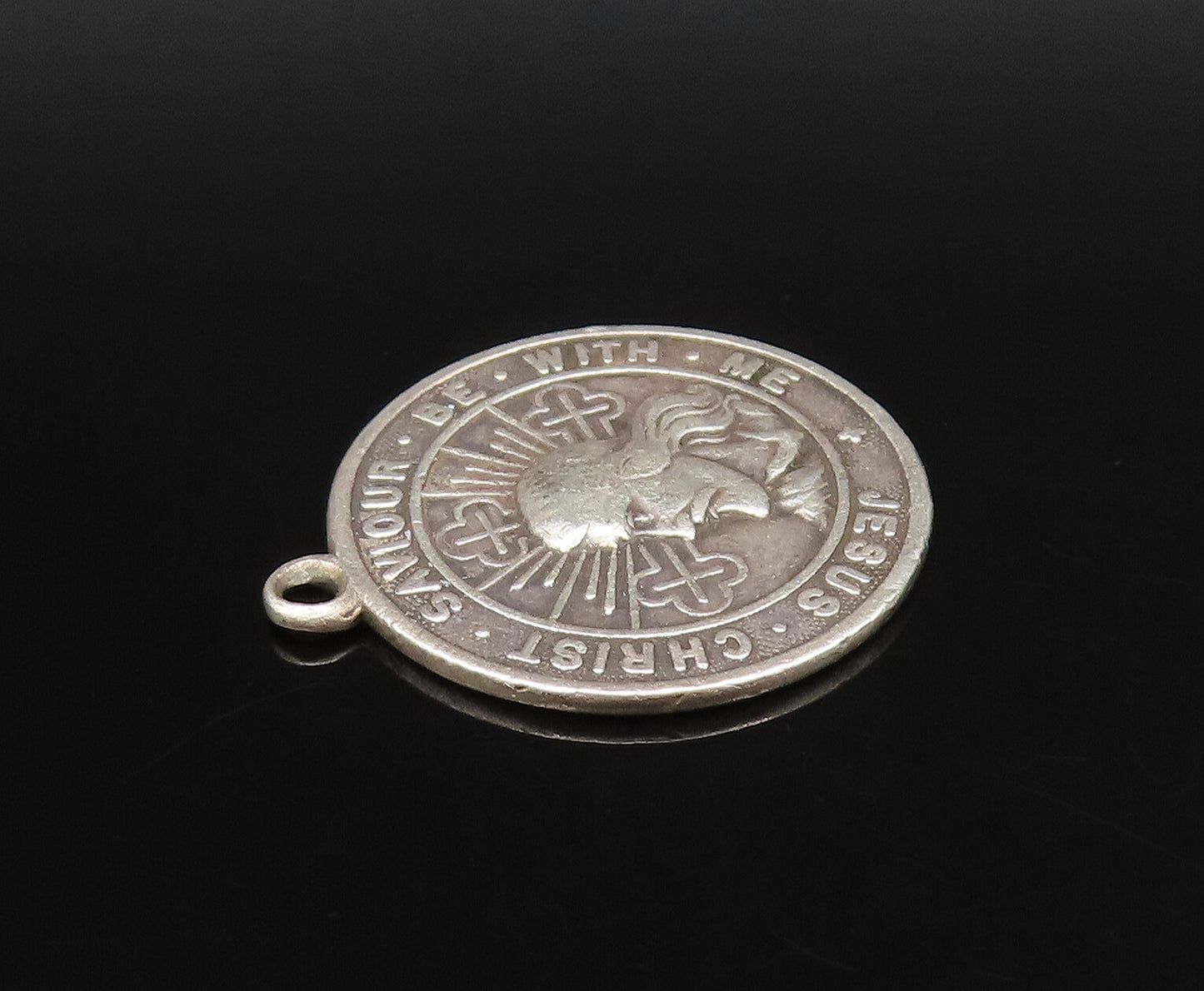 925 Sterling Silver Vintage Religious Jesus Christ Savior Medal Pendant  PT21838