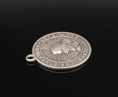 925 Sterling Silver Vintage Religious Jesus Christ Savior Medal Pendant  PT21838