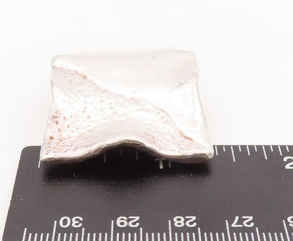 925 Sterling Silver Vintage Pendant Square Brutalist Cloth Design  PT23484