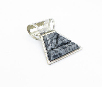 DTR JAY KING 925 Sterling Silver  Vintage Large Obsidian Slide Pendant  PT3046