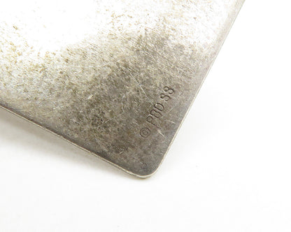 925 Sterling Silver  Vintage Stamped Signature Dark Tone Tag Pendant  PT14262