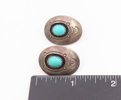 925 Sterling Silver Vintage Earrings SOUTHWESTERN Cabochon Turquoise EG13729