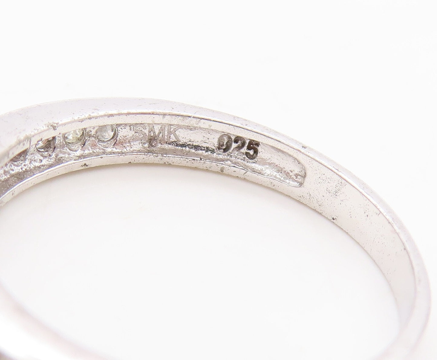 925 Sterling Silver Vintage Ring Oval Gemstones & Real Diamonds  Sz 7  RG29447