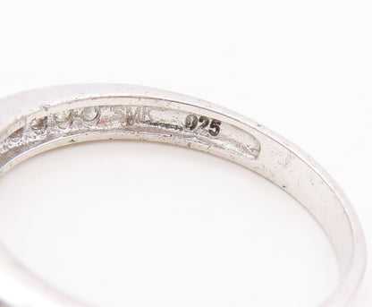 925 Sterling Silver Vintage Ring Oval Gemstones & Real Diamonds  Sz 7  RG29447