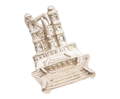 925 Sterling Silver  Vintage Shiny Petite Building Drop Pendant  PT17897