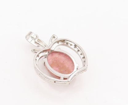 925 Sterling Silver Vintage Pendant Solid 2 Tone Gemstones Beaded Apple PT22842