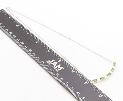 925 Sterling Silver Sparkling Cubic Zirconia & Peridot Chain Necklace NE1532