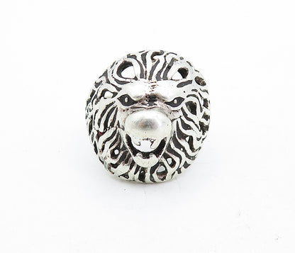 925 Sterling Silver  Vintage Sculpted Lion's Head Band Ring Sz 13  RG5329