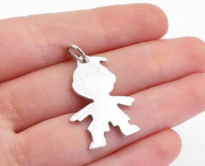 MEXICO 925 Sterling Silver  Vintage Shiny Minimalist Child Pendant  PT3594