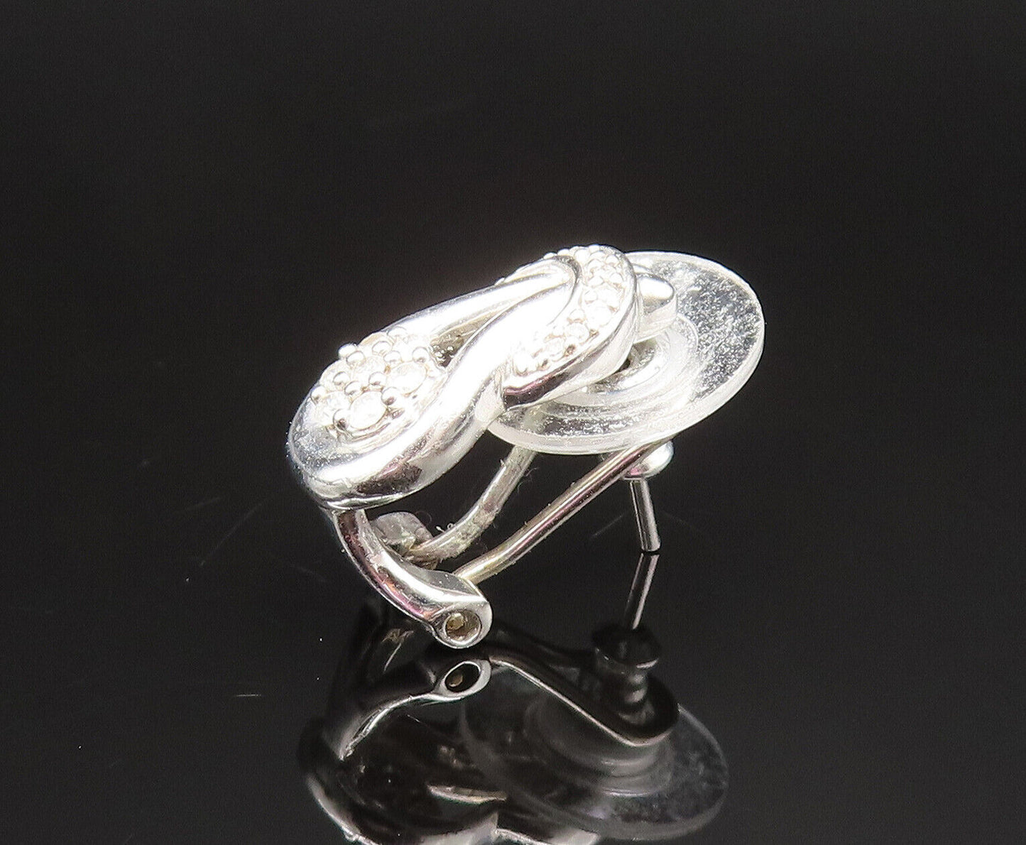 925 Sterling Silver  Vintage Floral Genuine Diamonds Drop Earrings  EG11918