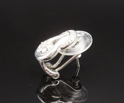 925 Sterling Silver  Vintage Floral Genuine Diamonds Drop Earrings  EG11918