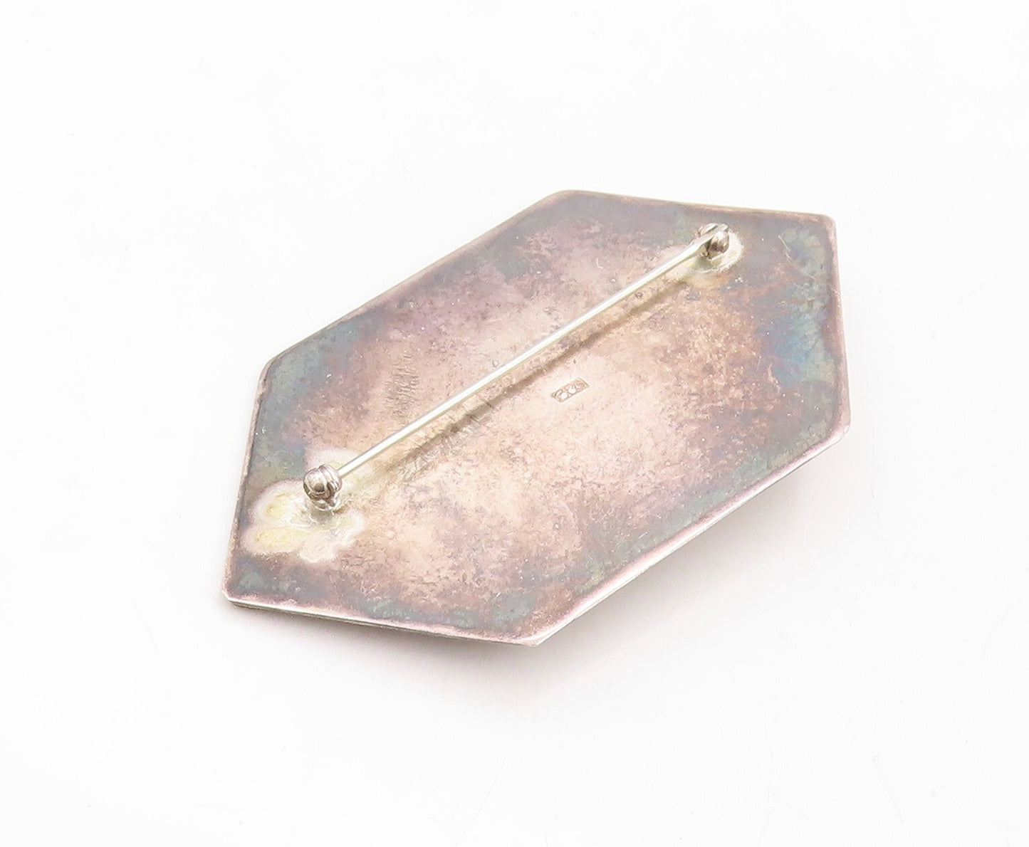 925 Sterling Silver Vintage Brooch Pin Antique Design Carved Gemstone  BP11268