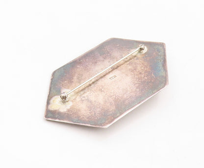 925 Sterling Silver Vintage Brooch Pin Antique Design Carved Gemstone  BP11268