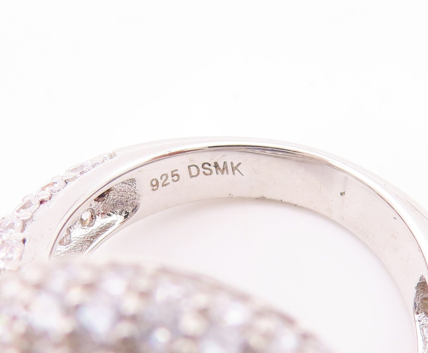 925 Sterling Silver Vintage Ring Designer Oval Sapphire Halo CZ Sz 7.5 RG29568