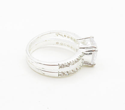 925 Sterling Silver  Sparkling Cubic Zirconia Double Band Ring Sz 7  RG15730