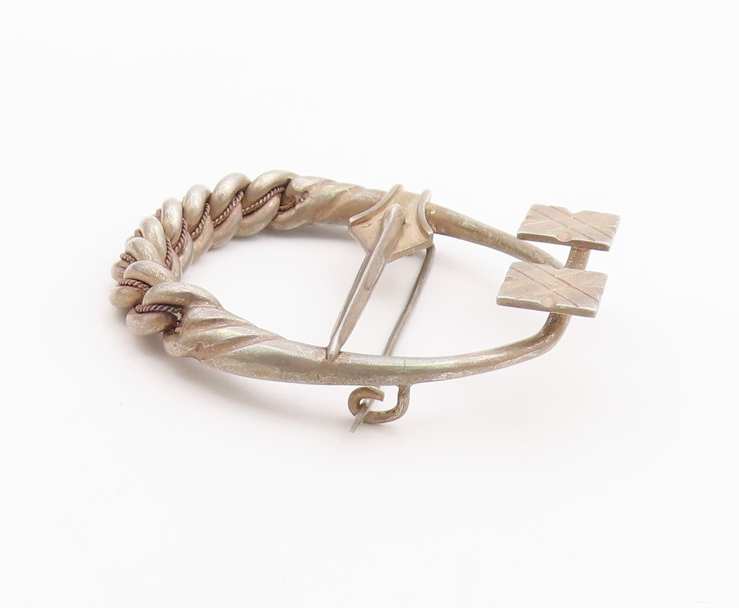 925 Sterling Silver  Vintage Antique Etched Detail Twist Brooch Pin  BP3132