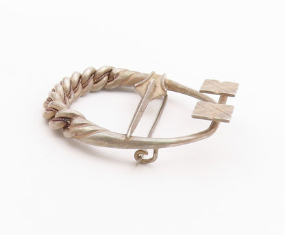 925 Sterling Silver  Vintage Antique Etched Detail Twist Brooch Pin  BP3132