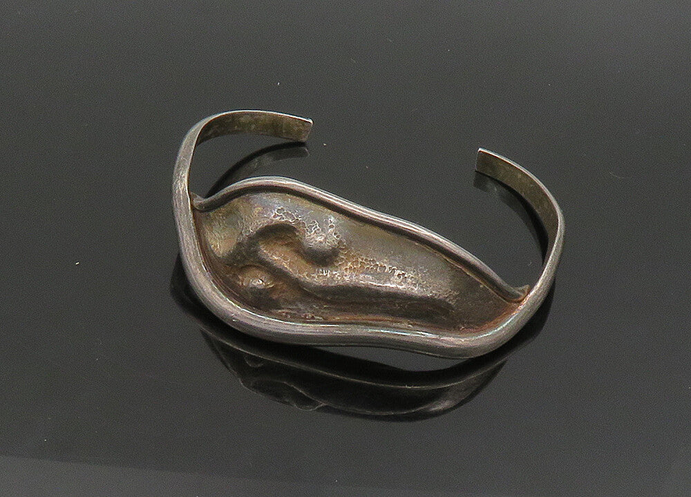 HASKELL 925 Sterling Silver   Vintage Modernist Sculpted Cuff Bracelet  BT9165
