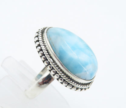 925 Sterling Silver  Cabochon Cut Larimar Twist Cocktail Ring Sz 6  RG8341