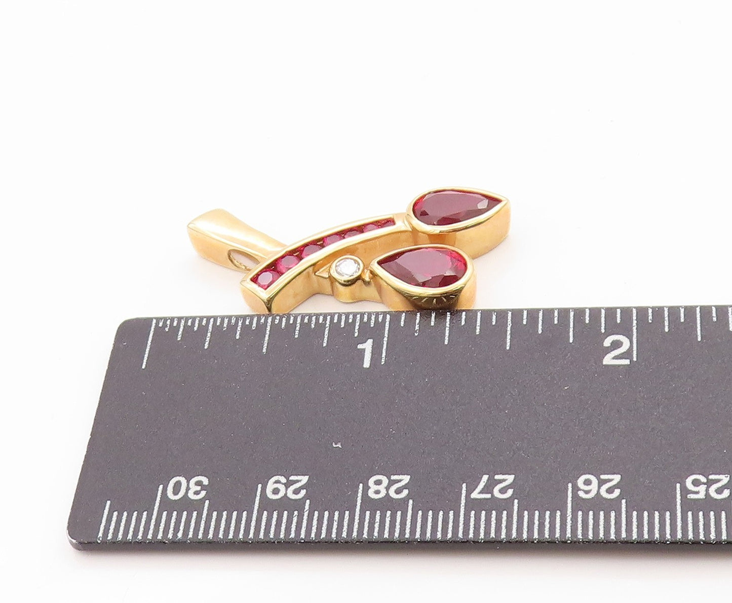 925 Sterling Silver Vintage Pendant Gold Plated Multi shape CZ Cherries  PT24796
